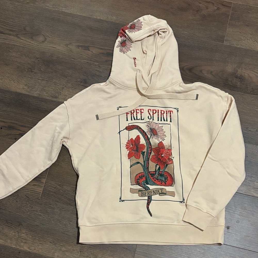 Free Spirit Floral Graphic Hoodie Sweater - Cream